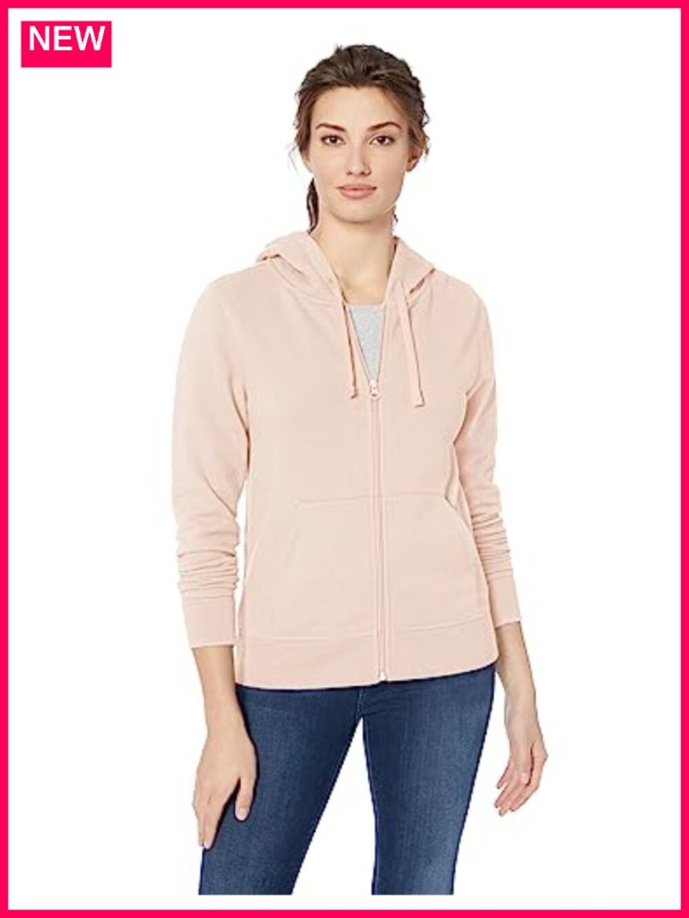 Women's Midweight Fleece Full-Zip Hoodie Drawstring Classic Fit